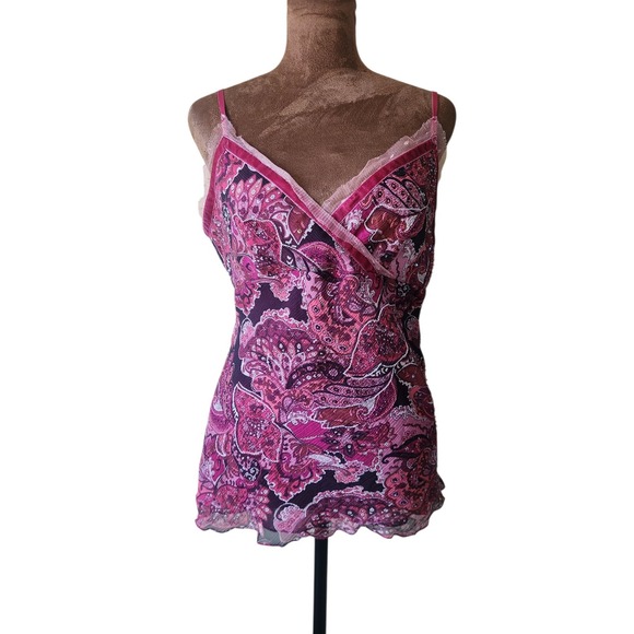 Uniform John Paul Richard Tops - Vintage Y2K Silk Babydoll Cami Top Bella Swan Fairycore Silk Tulle Trim Size M